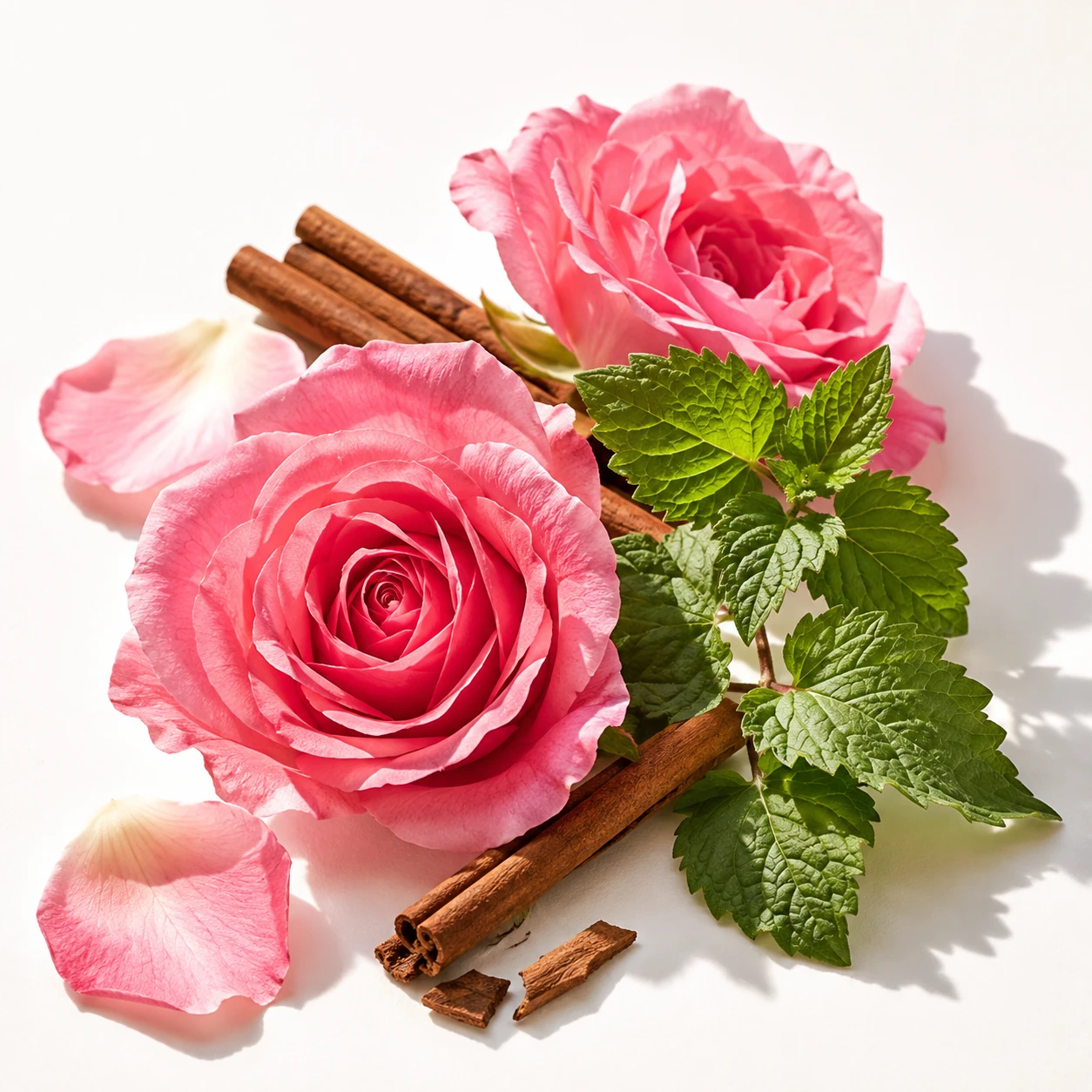 Atmospheric interpretation of rose and patchouli, warmed by cinnamon.