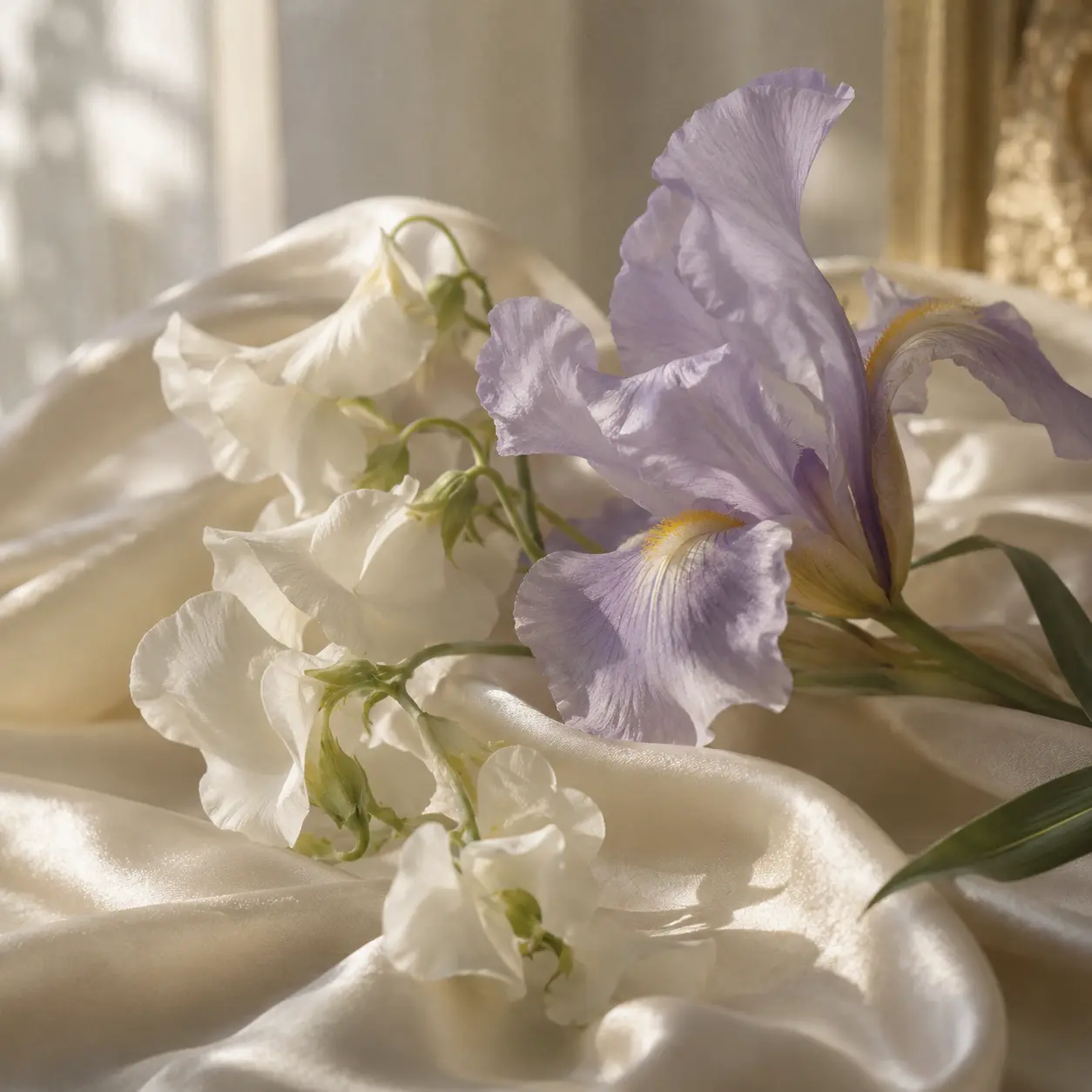 Atmospheric interpretation of petals with a powdery edge.