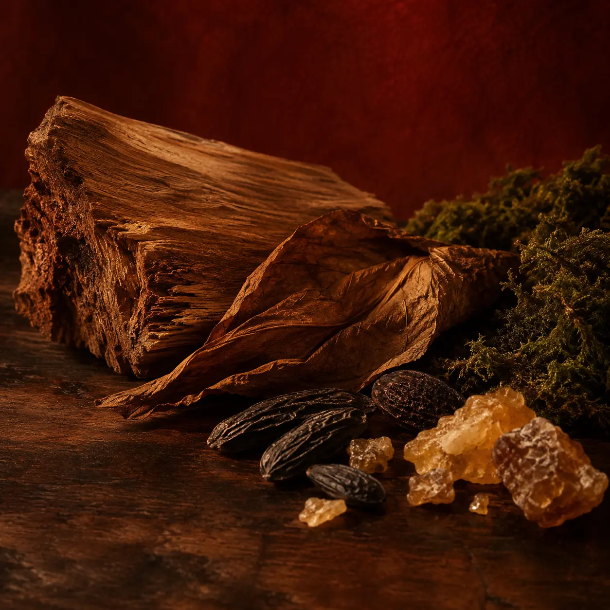 Atmospheric interpretation of wood with a lingering warmth.