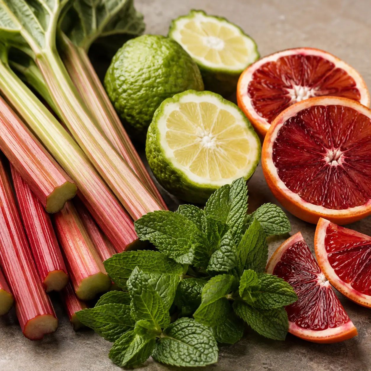 Atmospheric interpretation of rhubarb, citrus and mint set the body in motion.