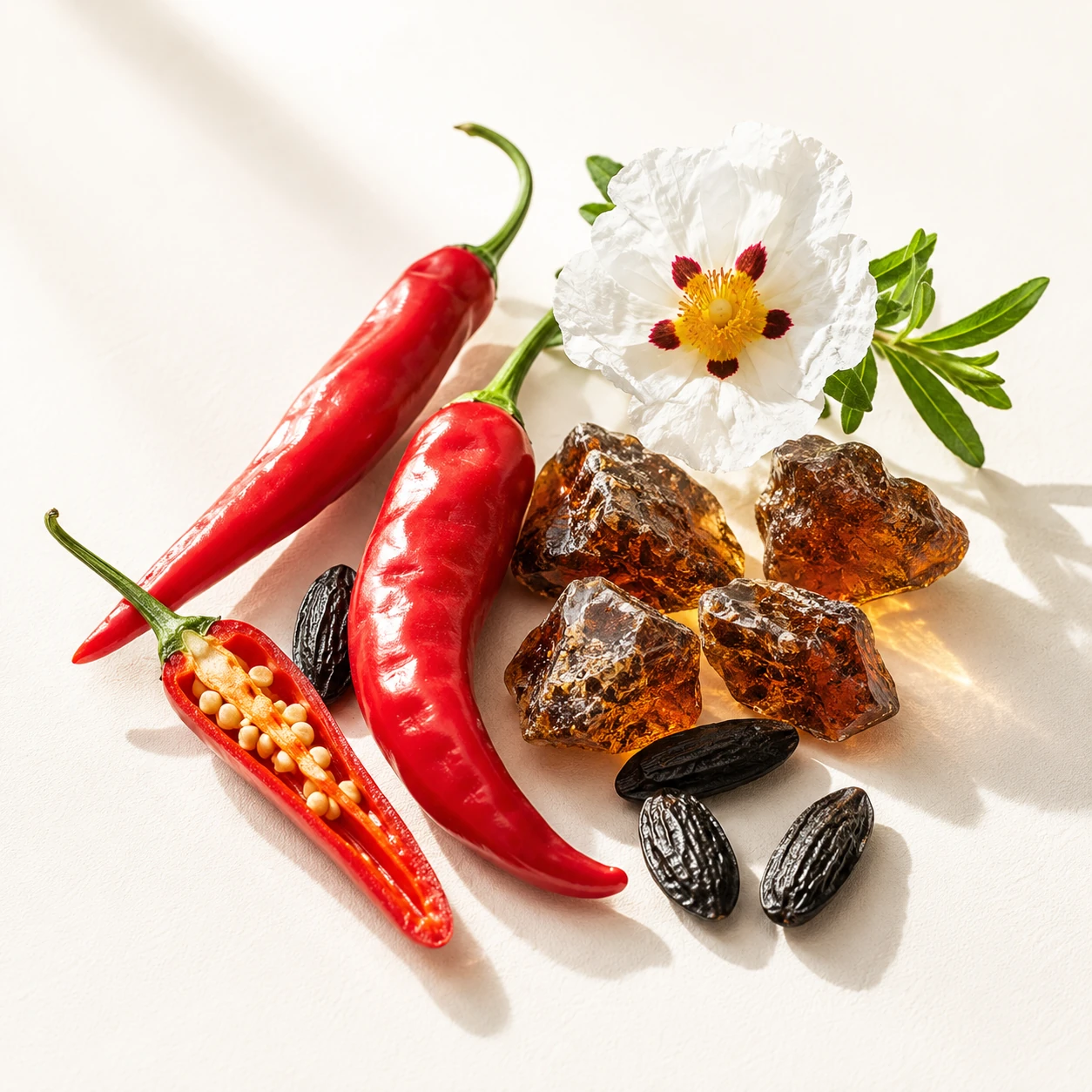 Atmospheric interpretation of tonka bean rounds the sweetness while chili pepper and labdanum stay in the background.
