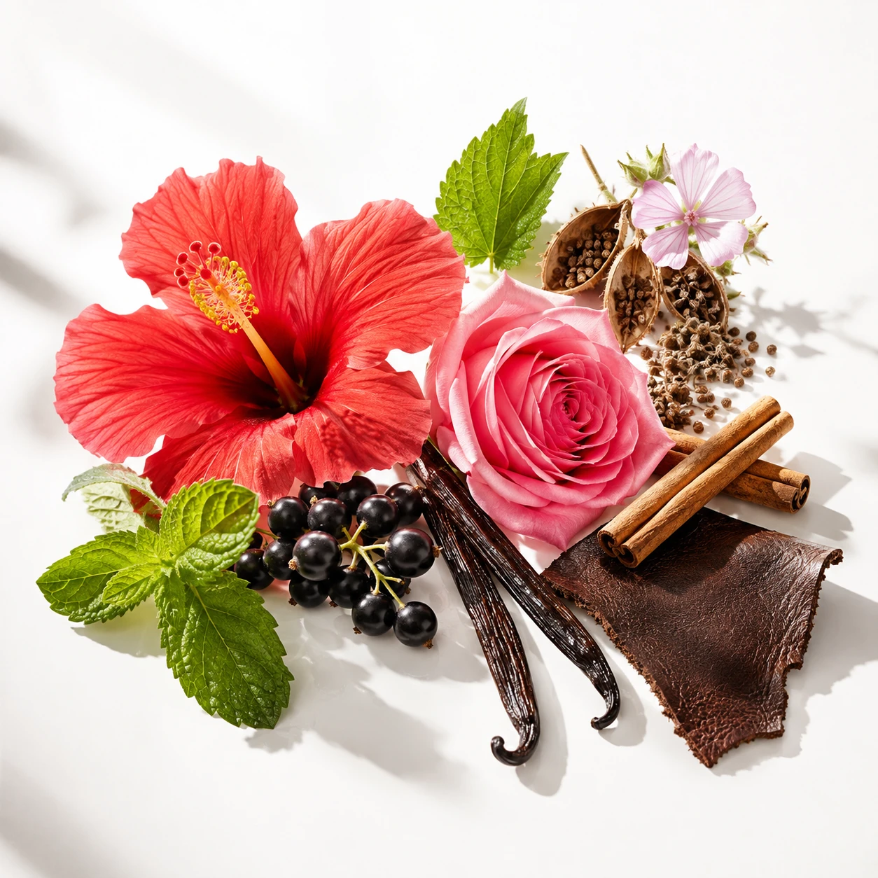 Atmospheric interpretation of rose, blackcurrant, mint, cinnamon, leather, vanilla and amber, together.