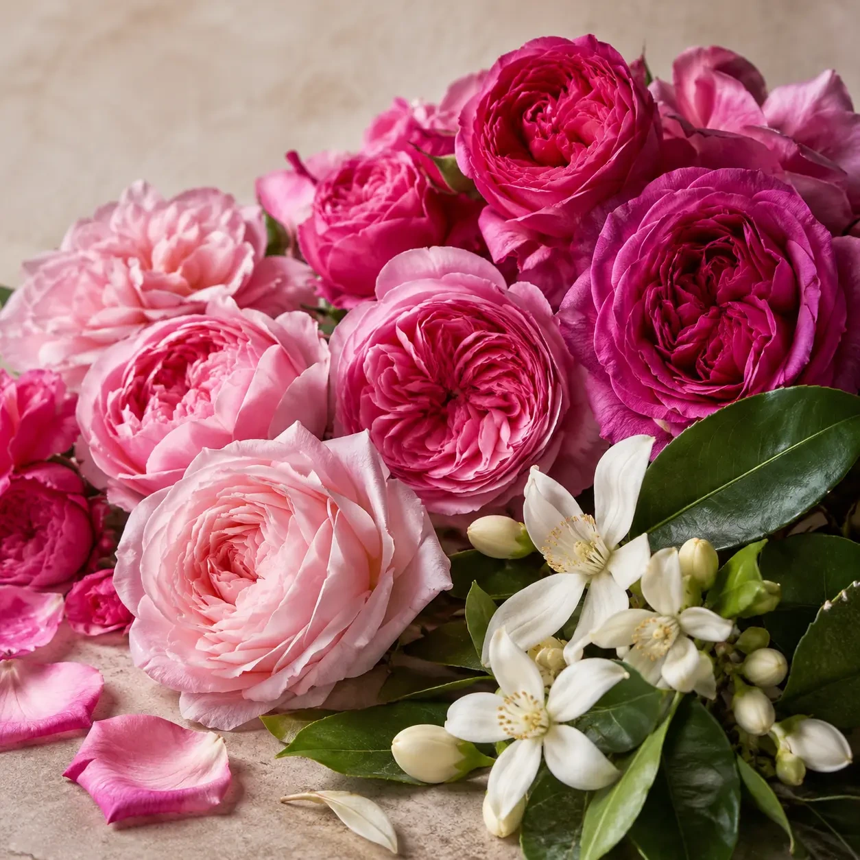 Atmospheric interpretation of bulgarian rose and turkish rose absolute deepen around orange flower.