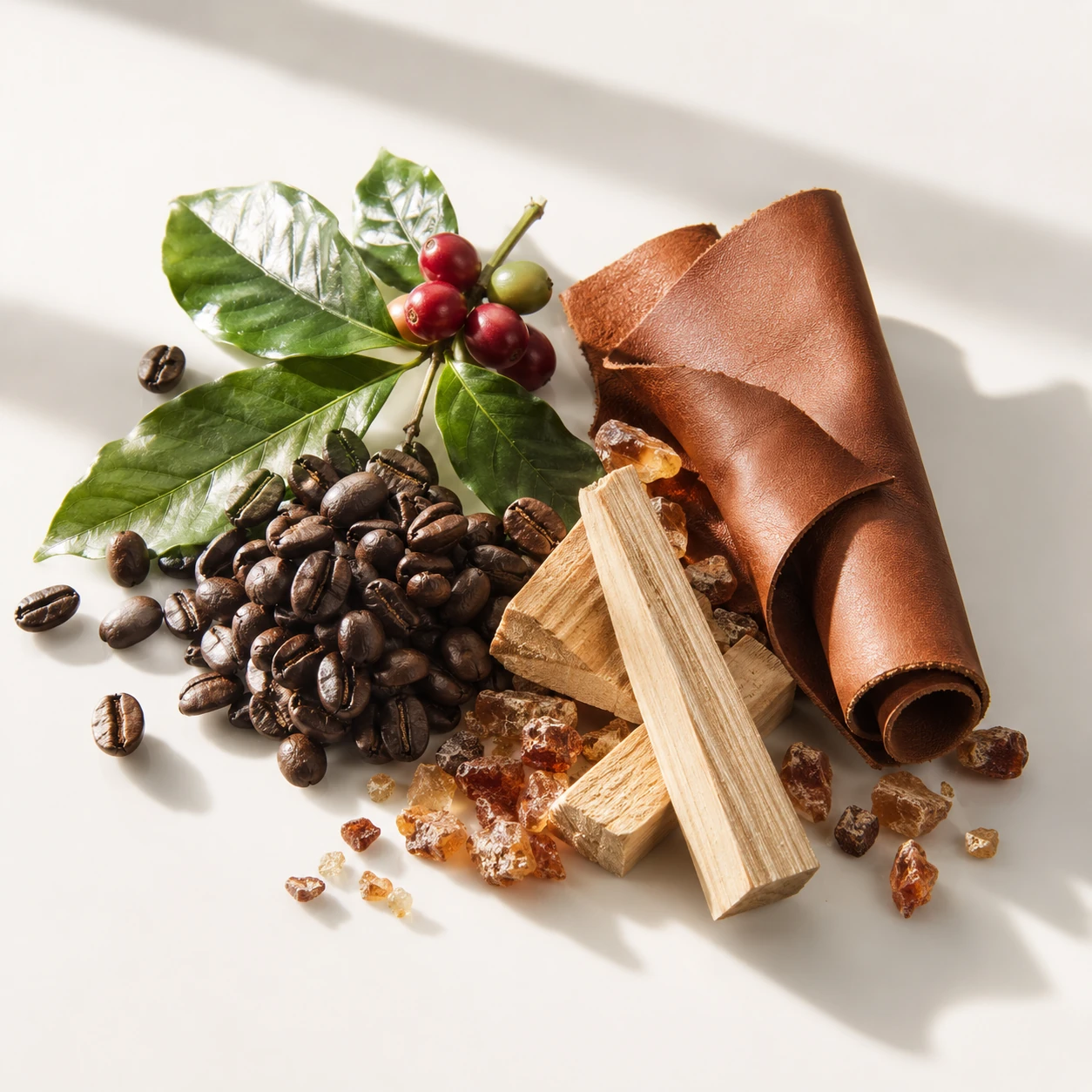 Atmospheric interpretation of the spanish leather takes over, wrapped in coffee and myrrh.