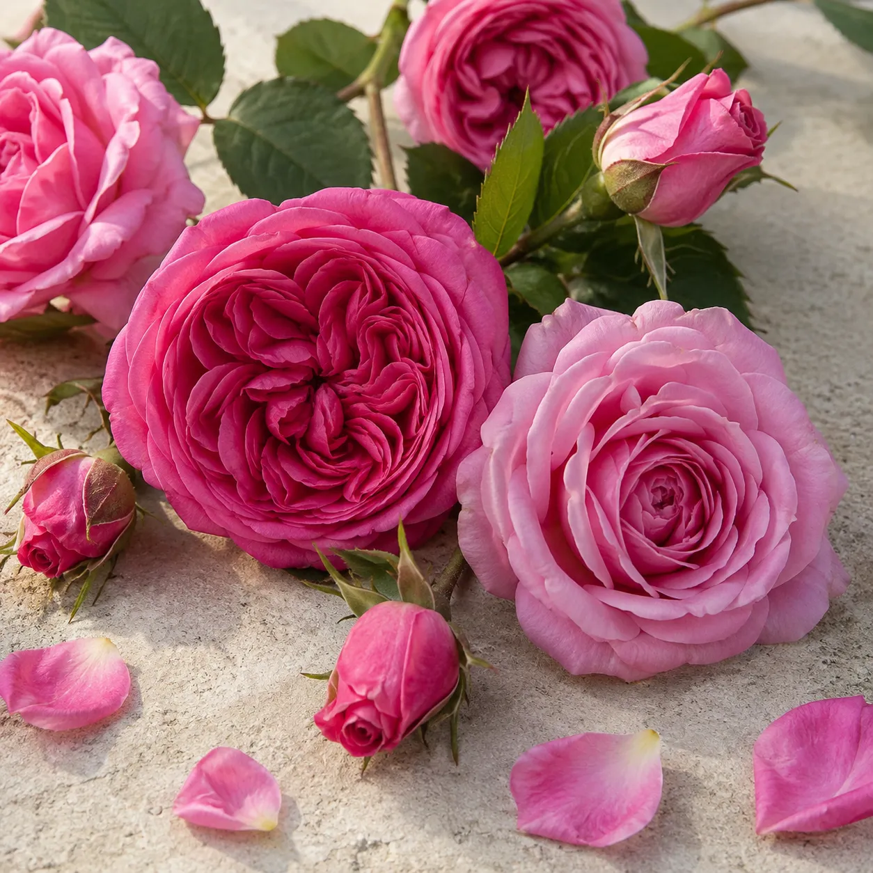 Atmospheric interpretation of damask and turkish roses form a dense satin heart.