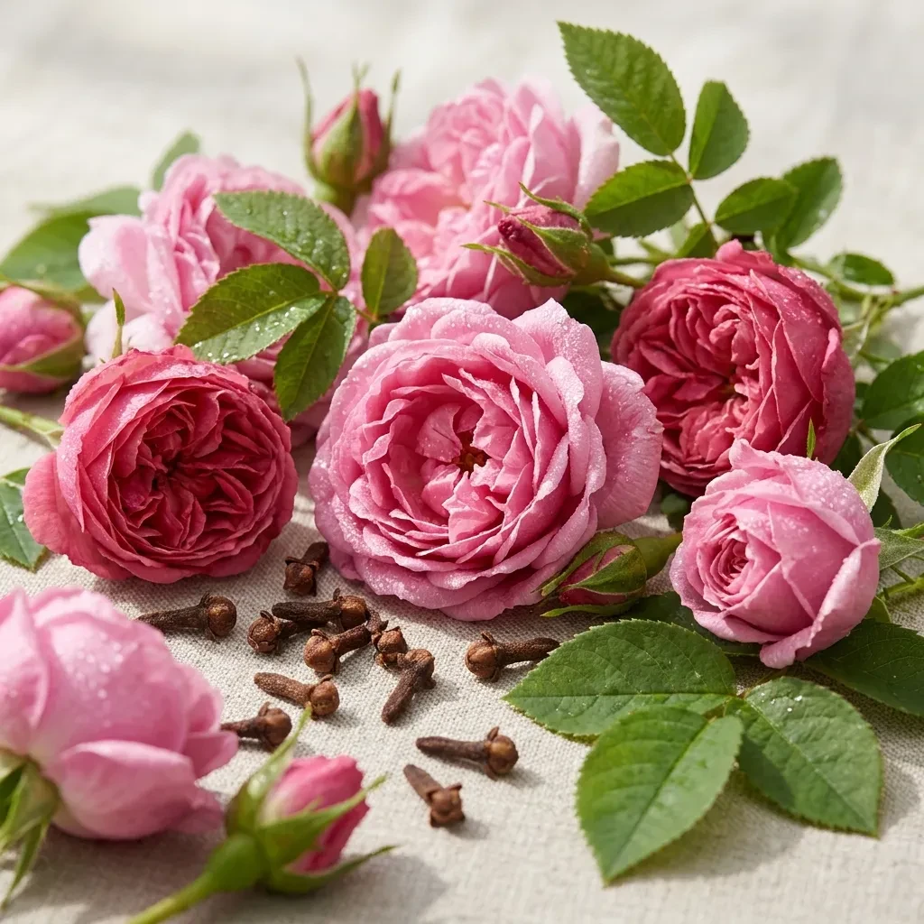 Atmospheric interpretation of two roses layered together, not one dominating the other.