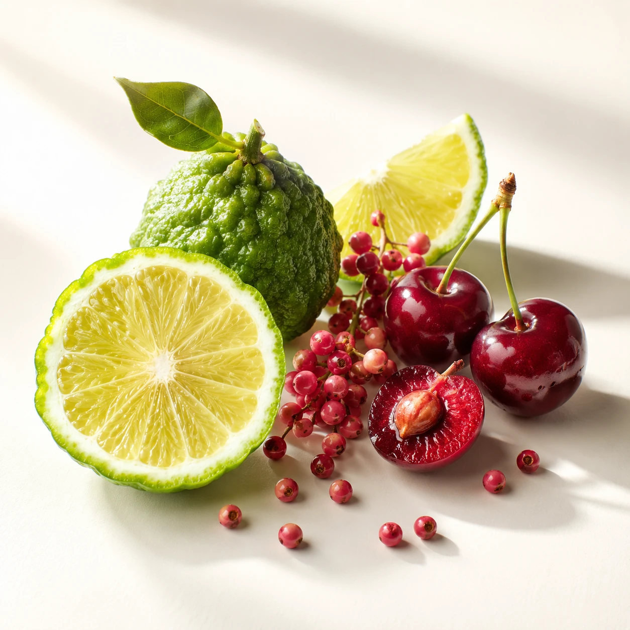 Atmospheric interpretation of bright bergamot against a dark cherry accord.