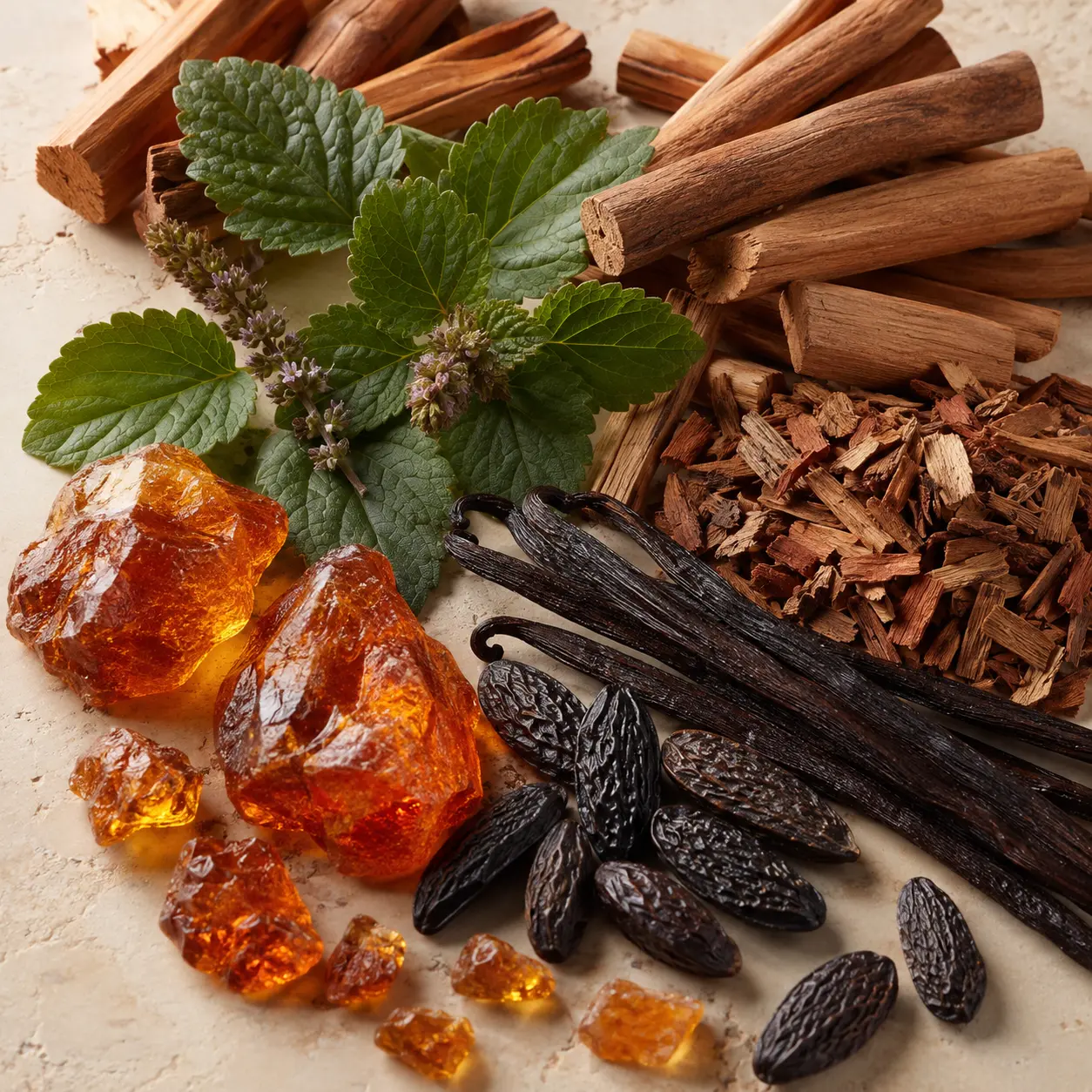 Atmospheric interpretation of sandalwood and amber hold vanilla, tonka and cocoa-shadowed patchouli close to the skin.